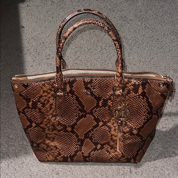 MICHAEL Michael Kors Handbags - MICHAEL KORS Brown Snake Python Embossed Satchel